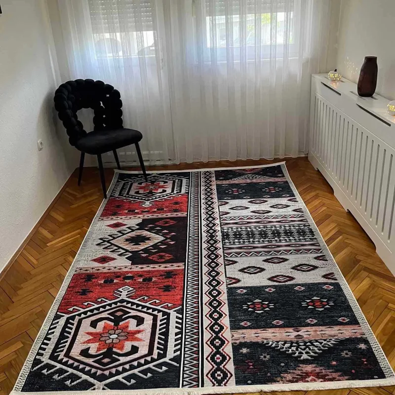 Tepih Etno Mix, crveno-crni